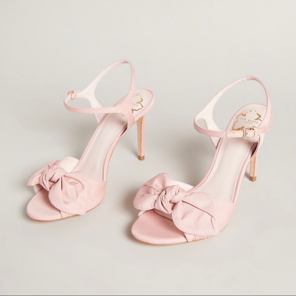 Ted Baker London Shoes | Ted Baker, Heevia - Moire Satin Bow Heeled Sandals. Nib (EU 41) | Color: Pink | Size: 10 | Dolcecj's Closet